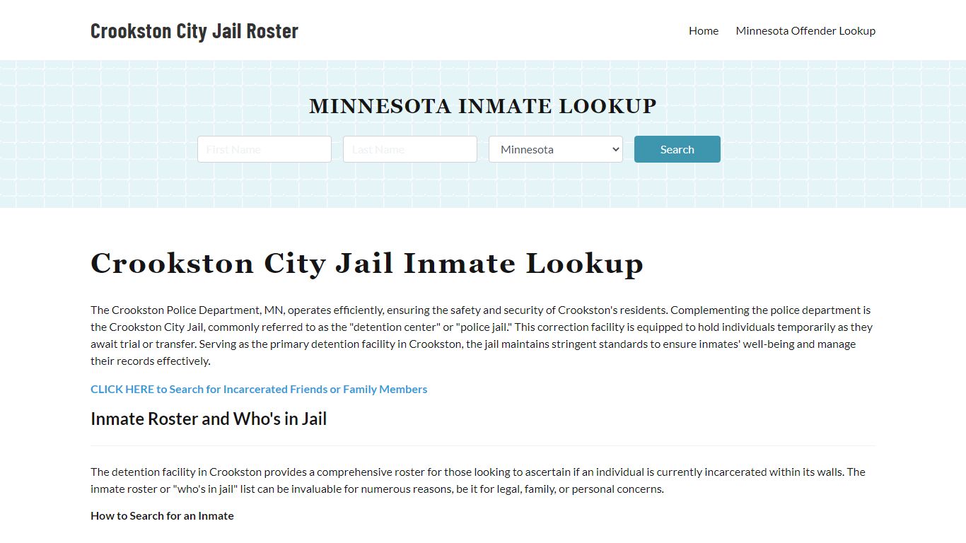 Crookston Police Department & City Jail, MN Inmate Roster, Arrests ...